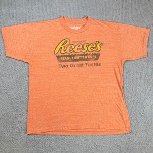 Reese's Peanut Butter Cups T Shirt Mens 2XL Orange Graphic Tee Candy Hershey